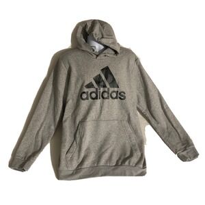 Adidas Hoodie Men Six XLT Essentials Fleece Camo Print Logo Gray Heather H14671